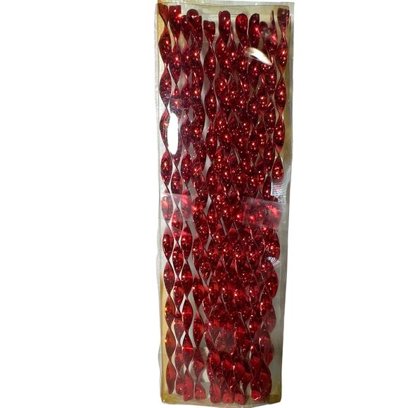 Christmas Ornament Icicles Red Spiral Shatterproof Kurt Adler Decor Set of 12 - Picture 5 of 5